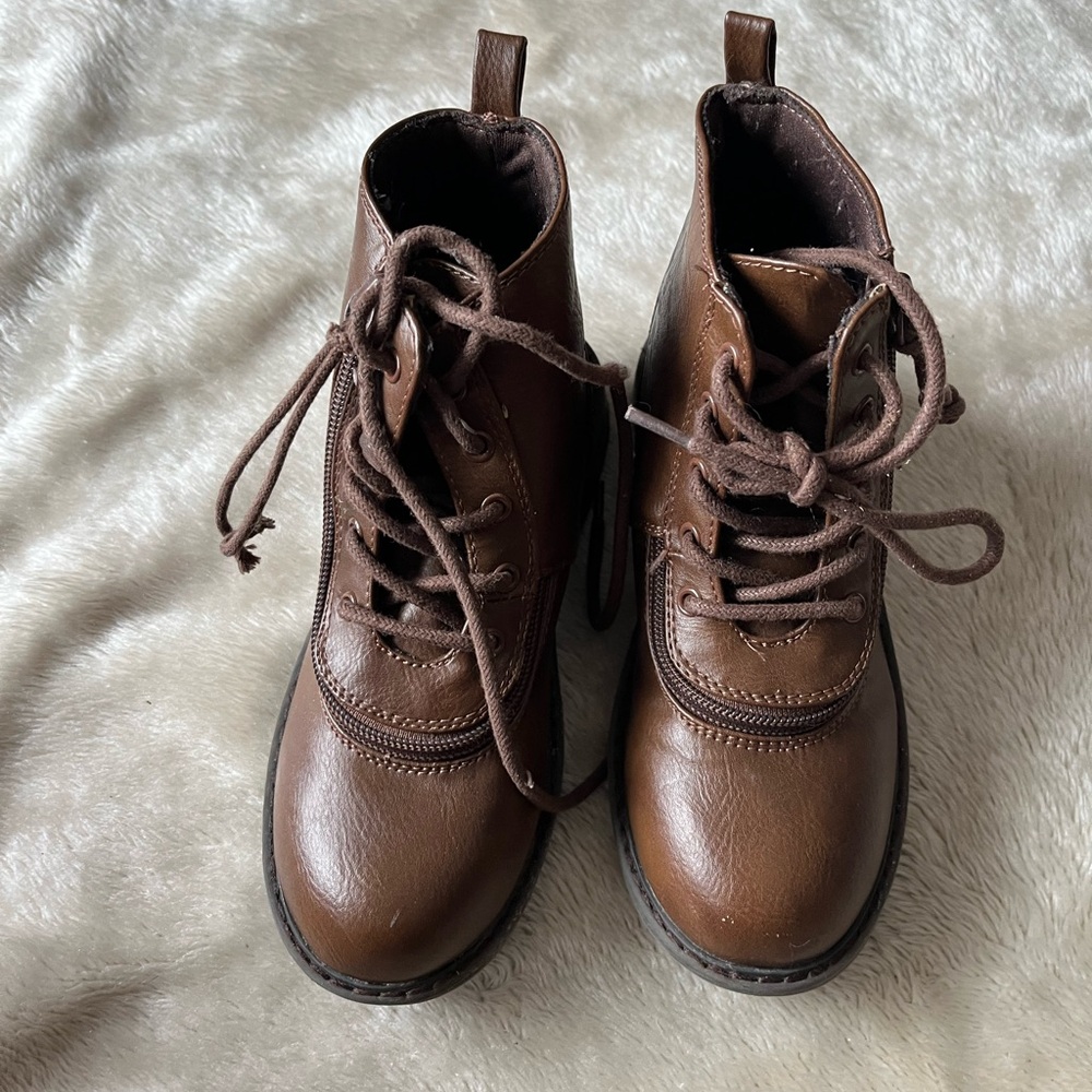 Kids Billy faux Brown Lace-Up Ankle Boots